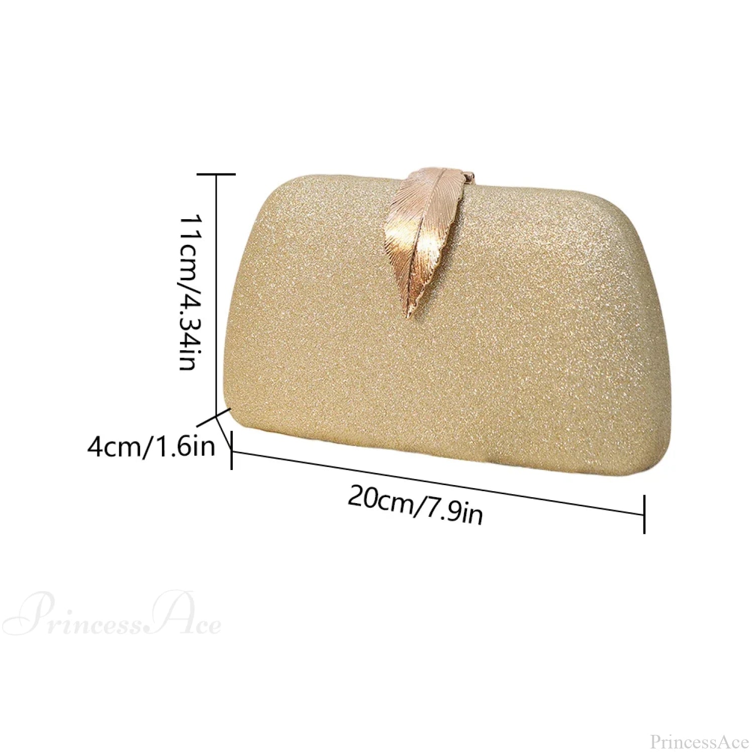Women Leaf Design Clutch Bag Bling Chain Purse clutchbag-250126