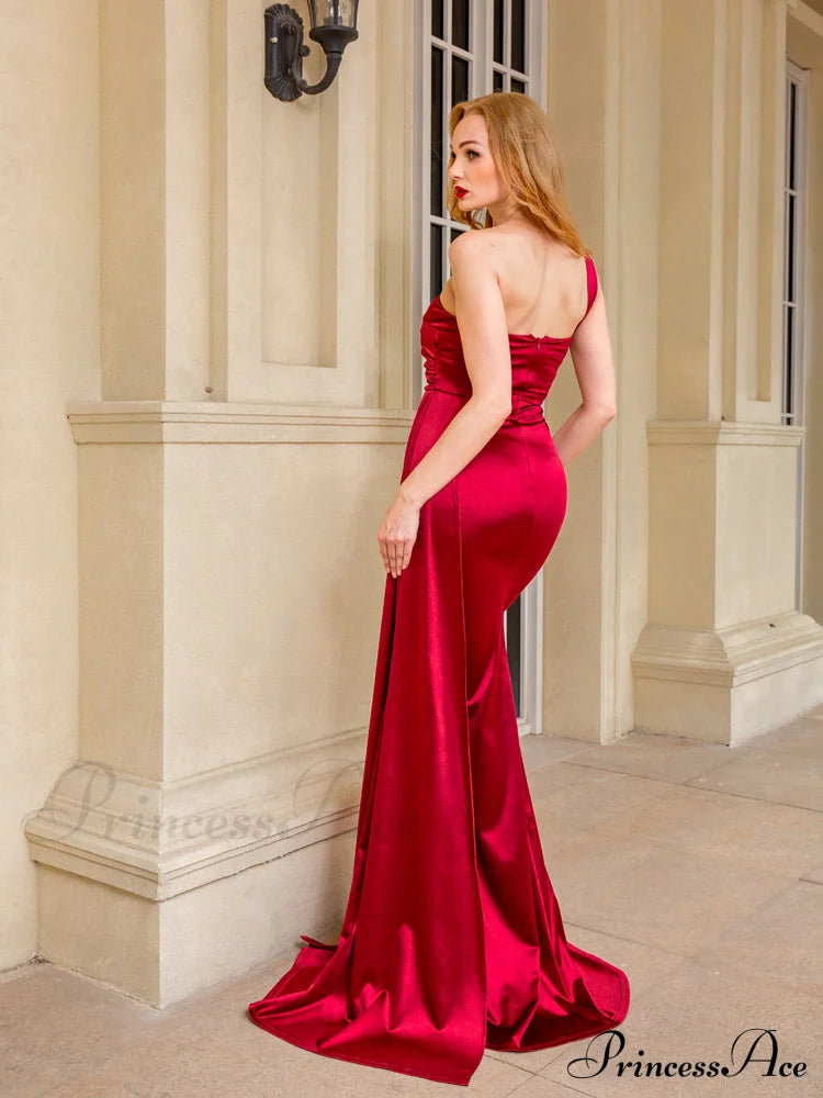 Women’s Blue Evening Green Gown Full-Length Party Royal With Sexy Satin Long Ribbon Draped Dress