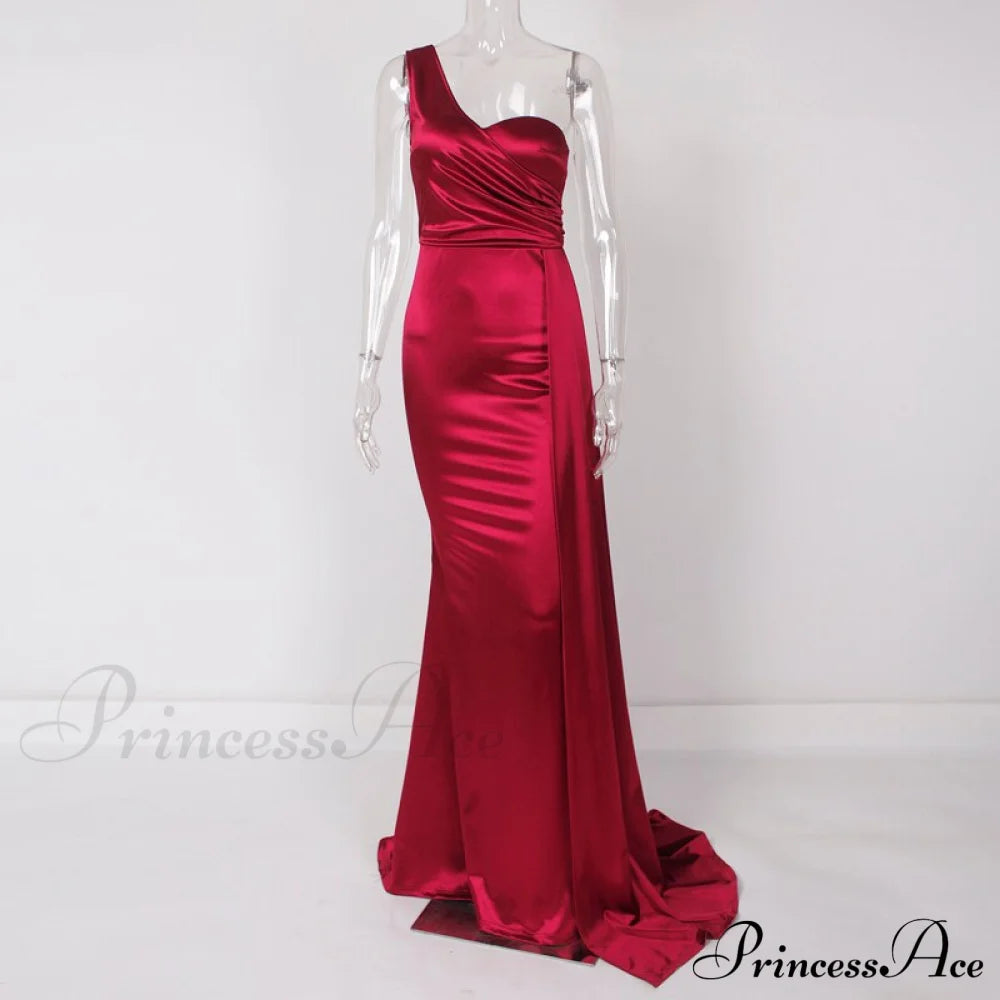 Women’s Blue Evening Green Gown Full-Length Party Royal With Sexy Satin Long Ribbon Draped Dress