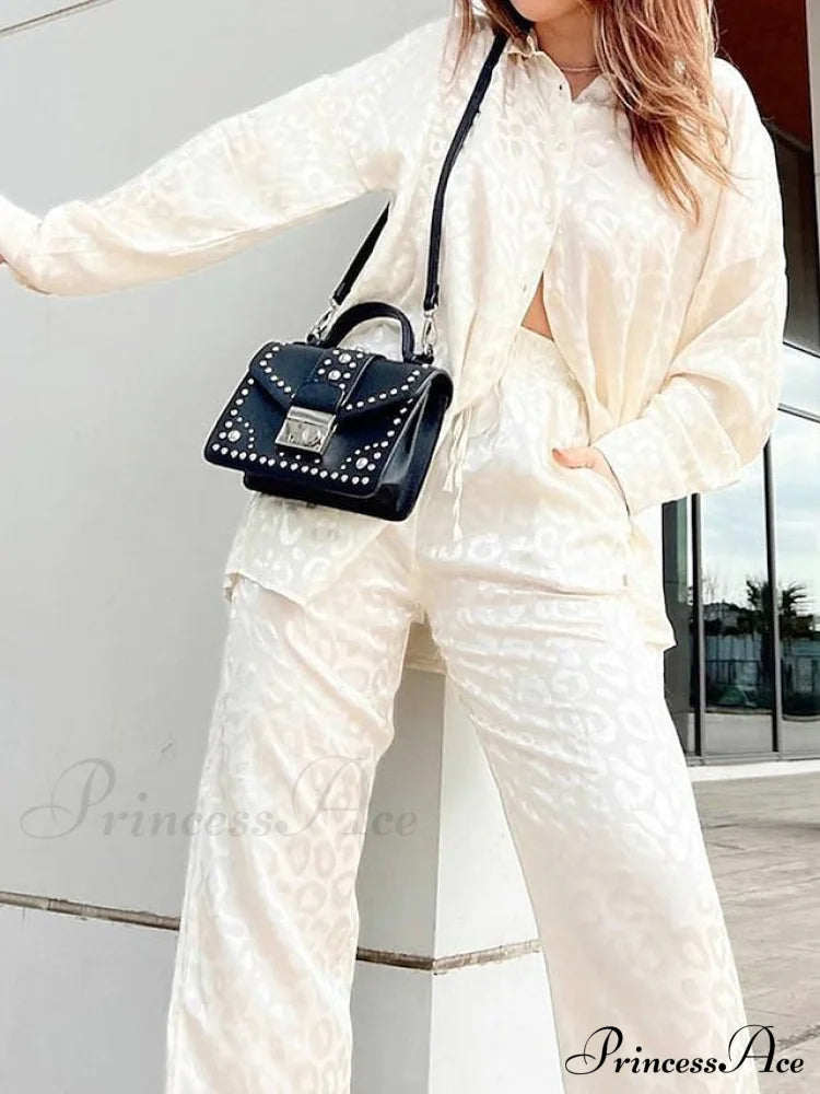 Women’s - Casual Spring Arm Design & In Fit Leopard Daily Long Fashion Red Blouse White Regular