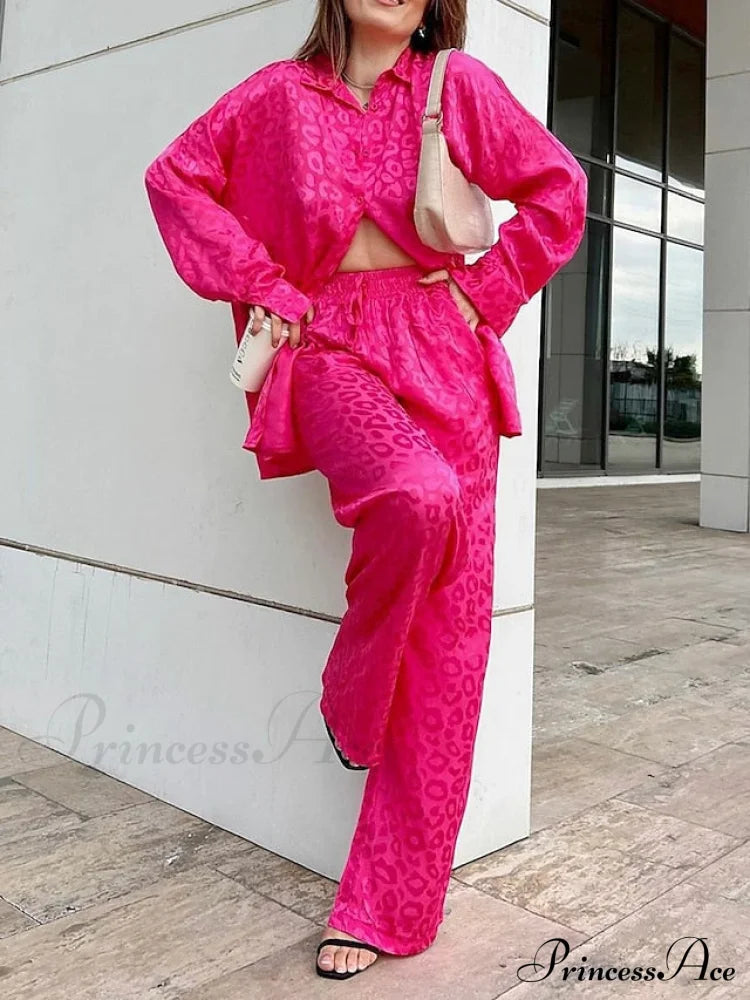 Women’s - Casual Spring Arm Design & In Fit Leopard Daily Long Fashion Red Blouse White Regular