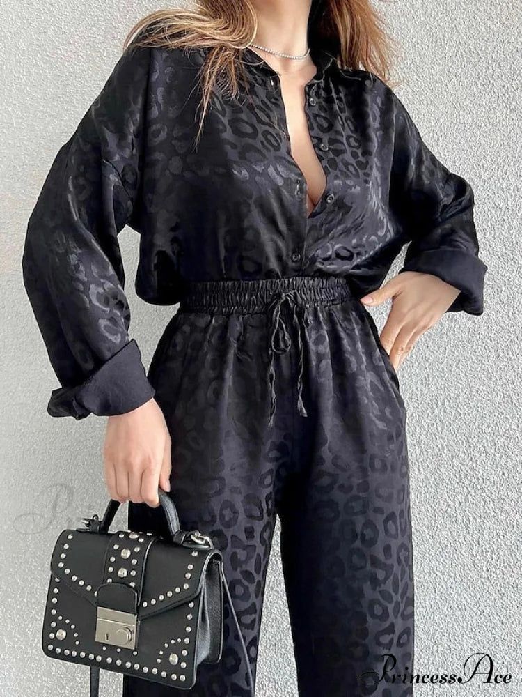 Women’s - Casual Spring Arm Design & In Fit Leopard Daily Long Fashion Red Blouse White Regular