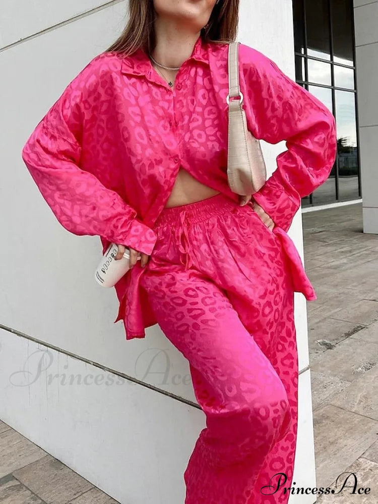 Women’s - Casual Spring Arm Design & In Fit Leopard Daily Long Fashion Red Blouse White Regular