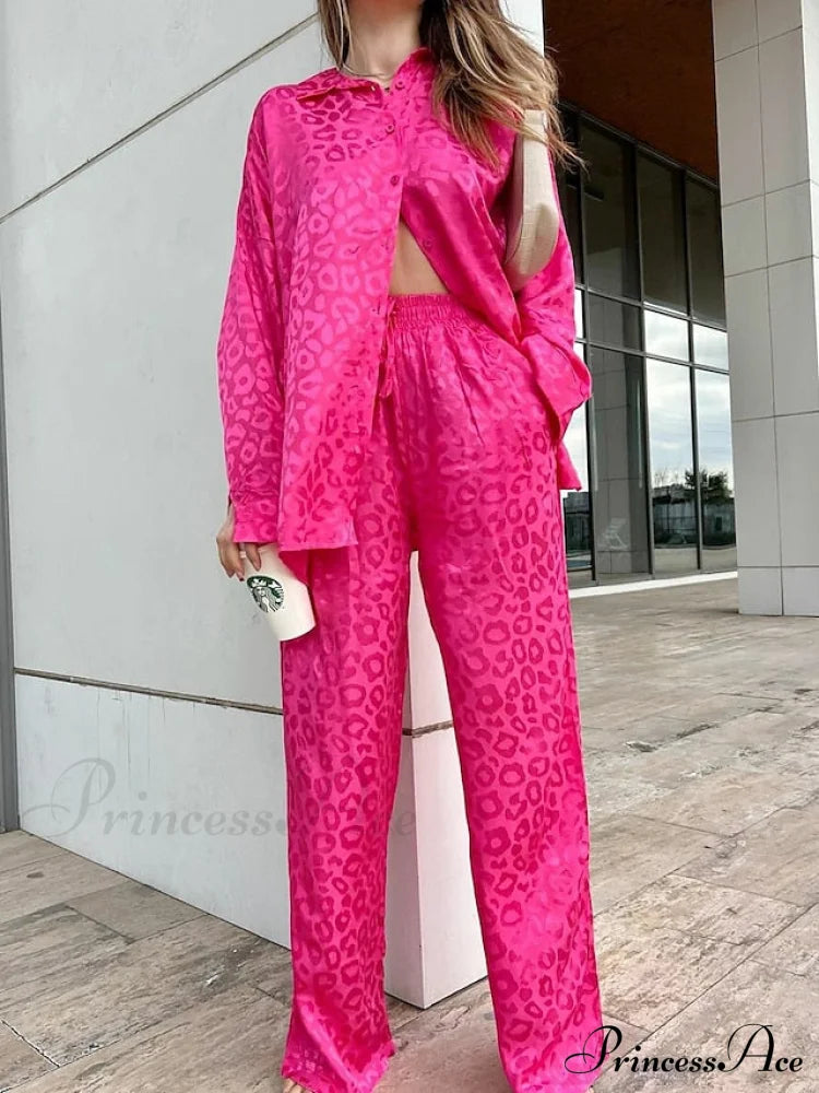 Women’s - Casual Spring Arm Design & In Fit Leopard Daily Long Fashion Red Blouse White Regular