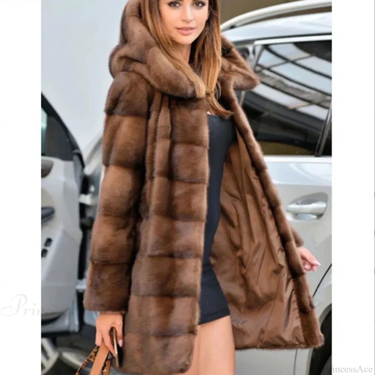 Women’s Mink Hooded Long Coat