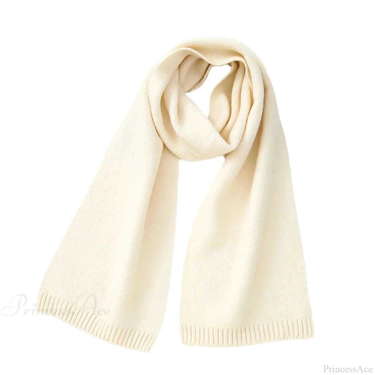 Wool Blend Solid Knitted Minimalist Imitation Cashmere Scarf Milk Yellow / L183Cm W25Cm Scarfs-L
