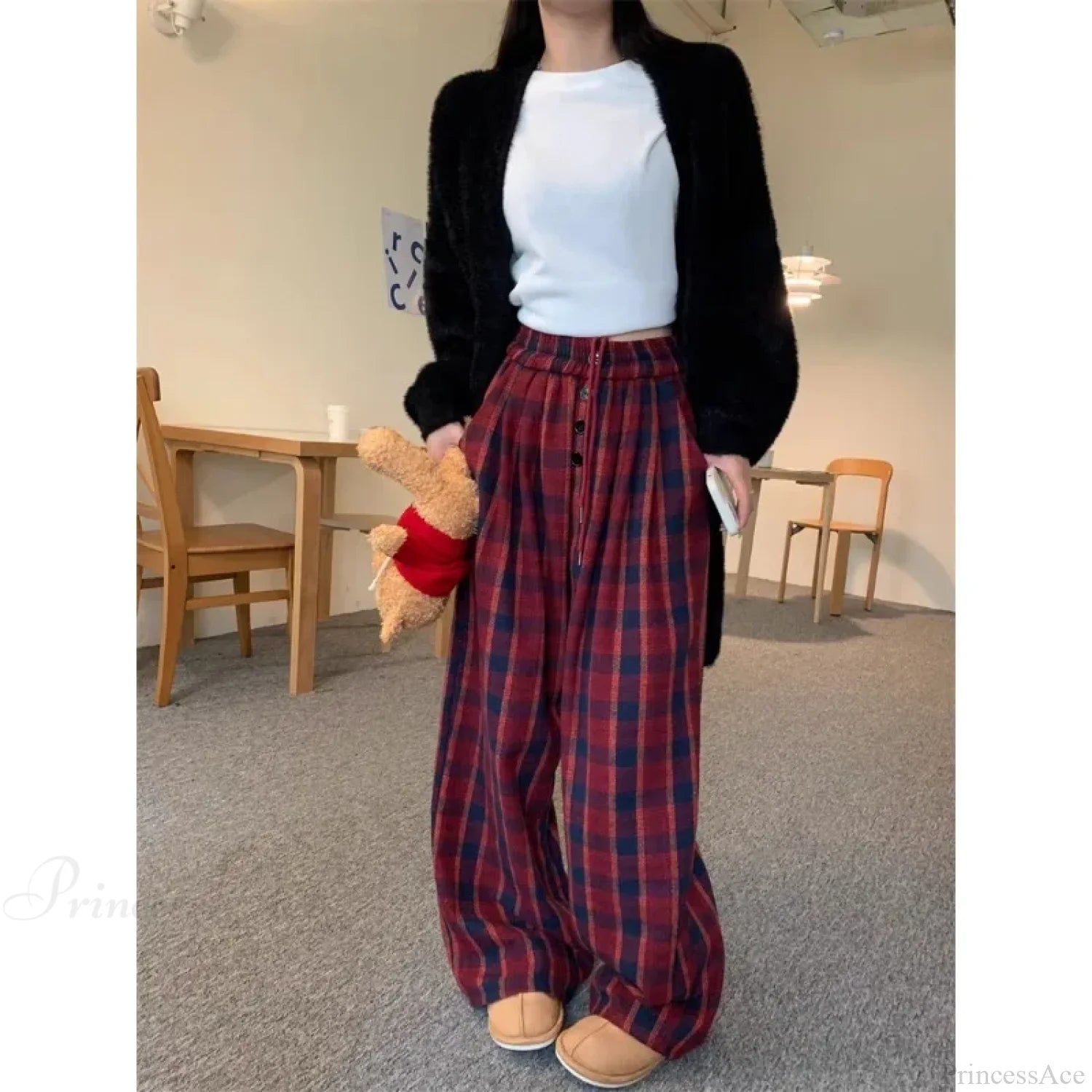 Woolen Plaid Vintage Winter Pants