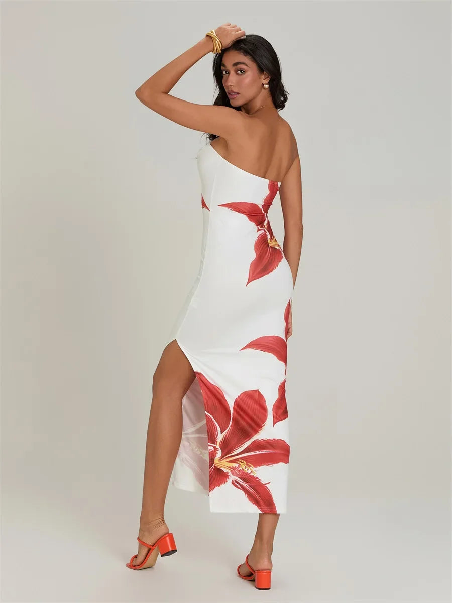 Sexy Strapless Backless Bodycon Floral Dress floraldress-250126