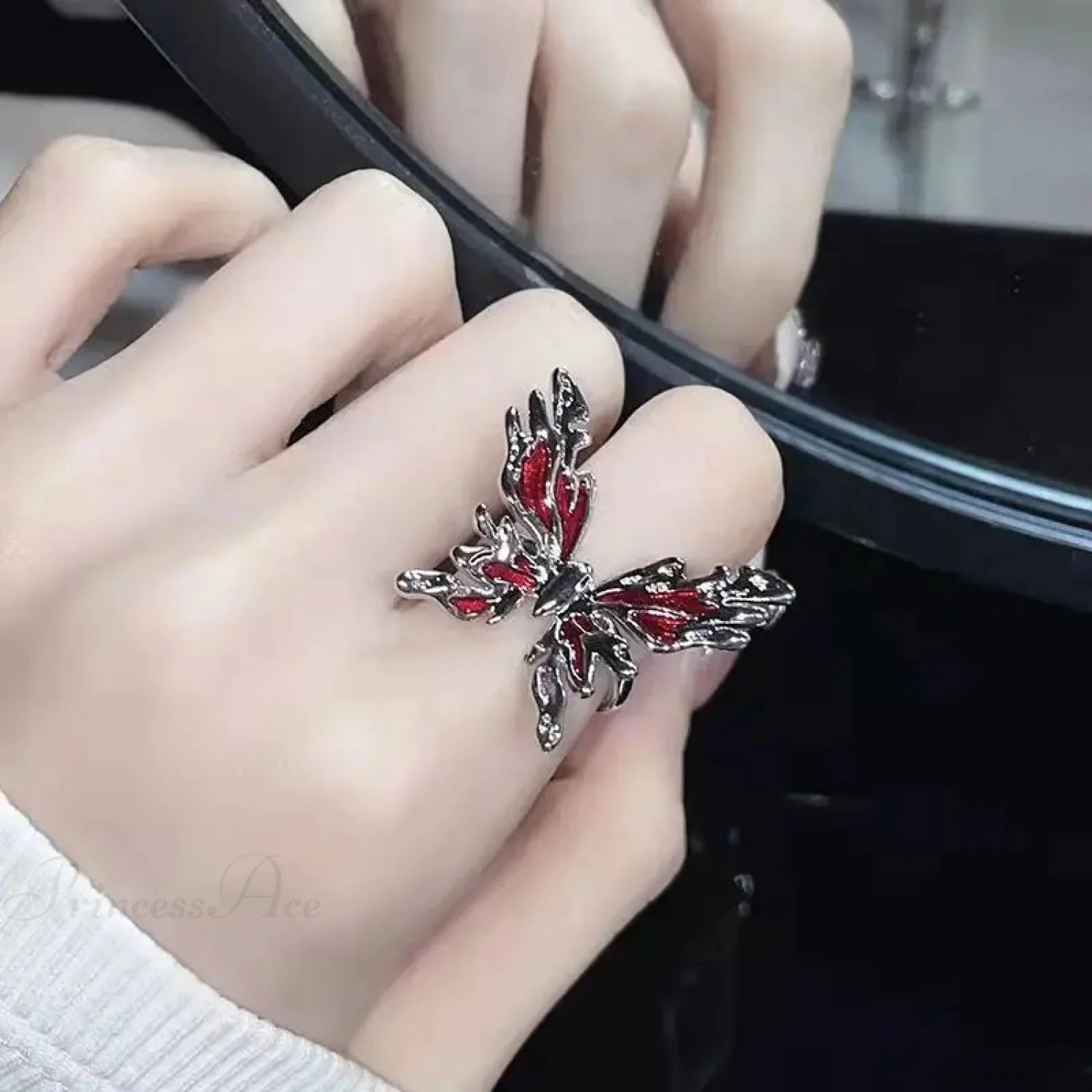 Y2K Crimson Drip Petroleum Gothic Band red03