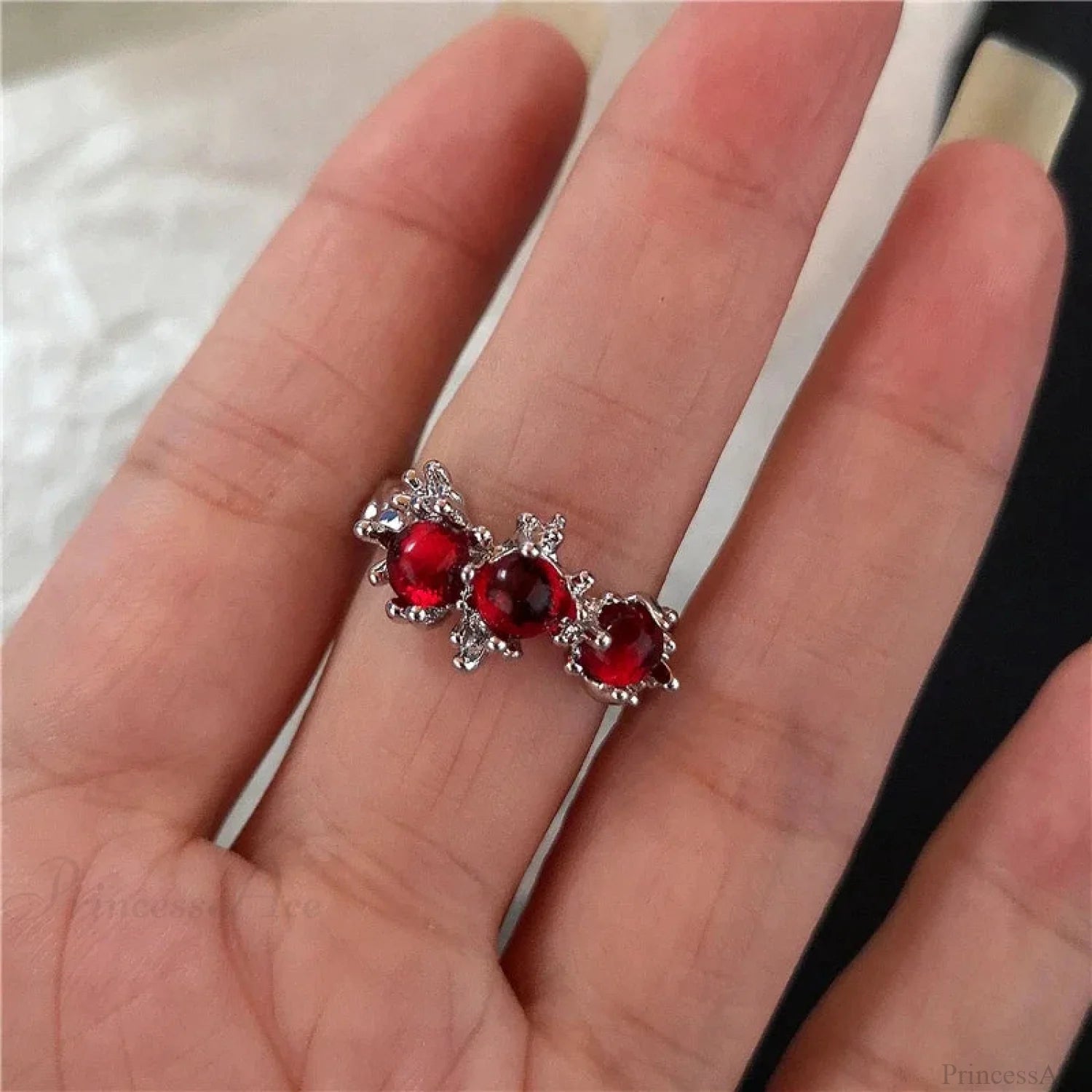 Y2K Gothic Animal Spider Crimson Crystal Ring sliver7