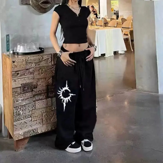 Y2K Gothic Baggy Pants Black / S