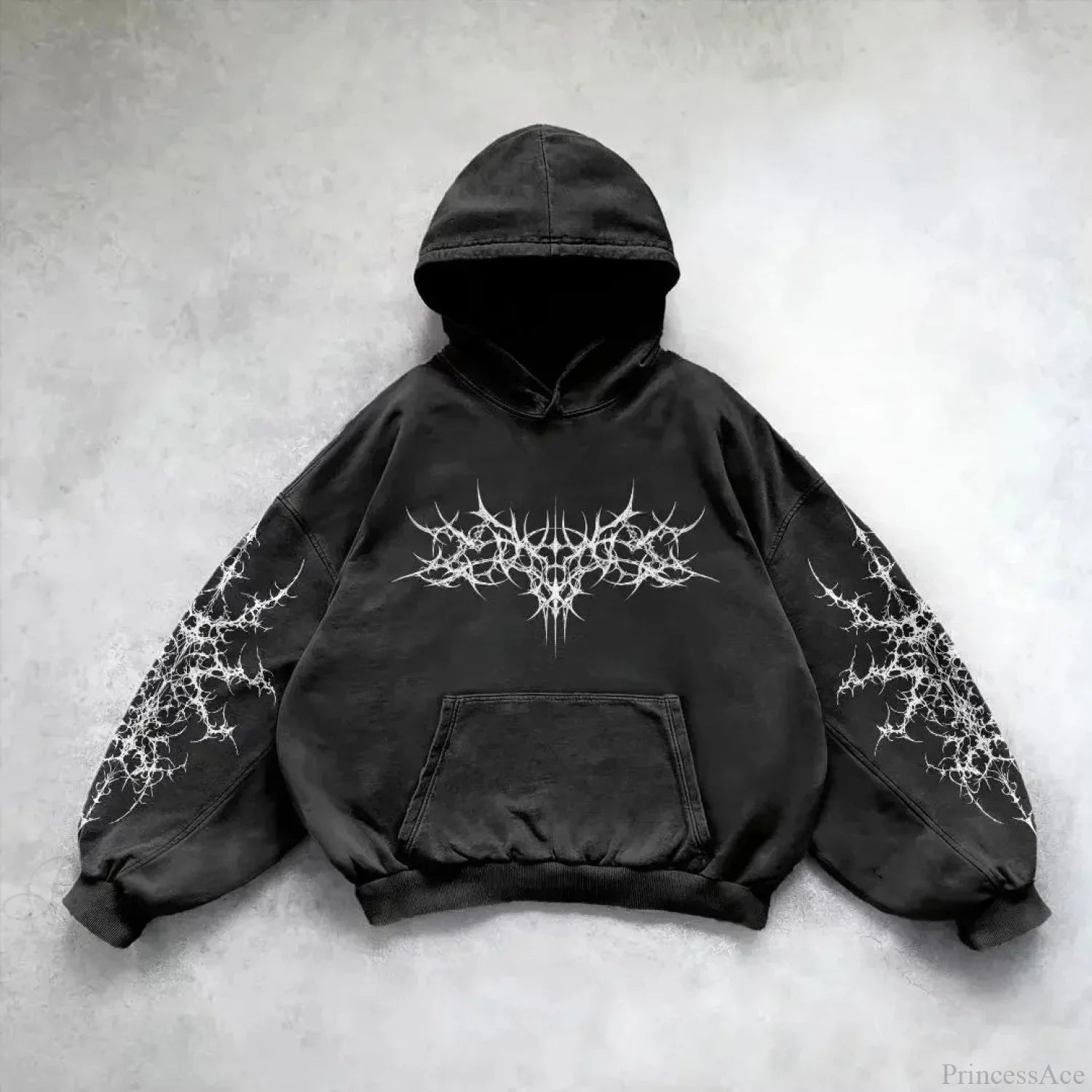 Y2K Gothic Skull Zipper Hoodie black10 / S