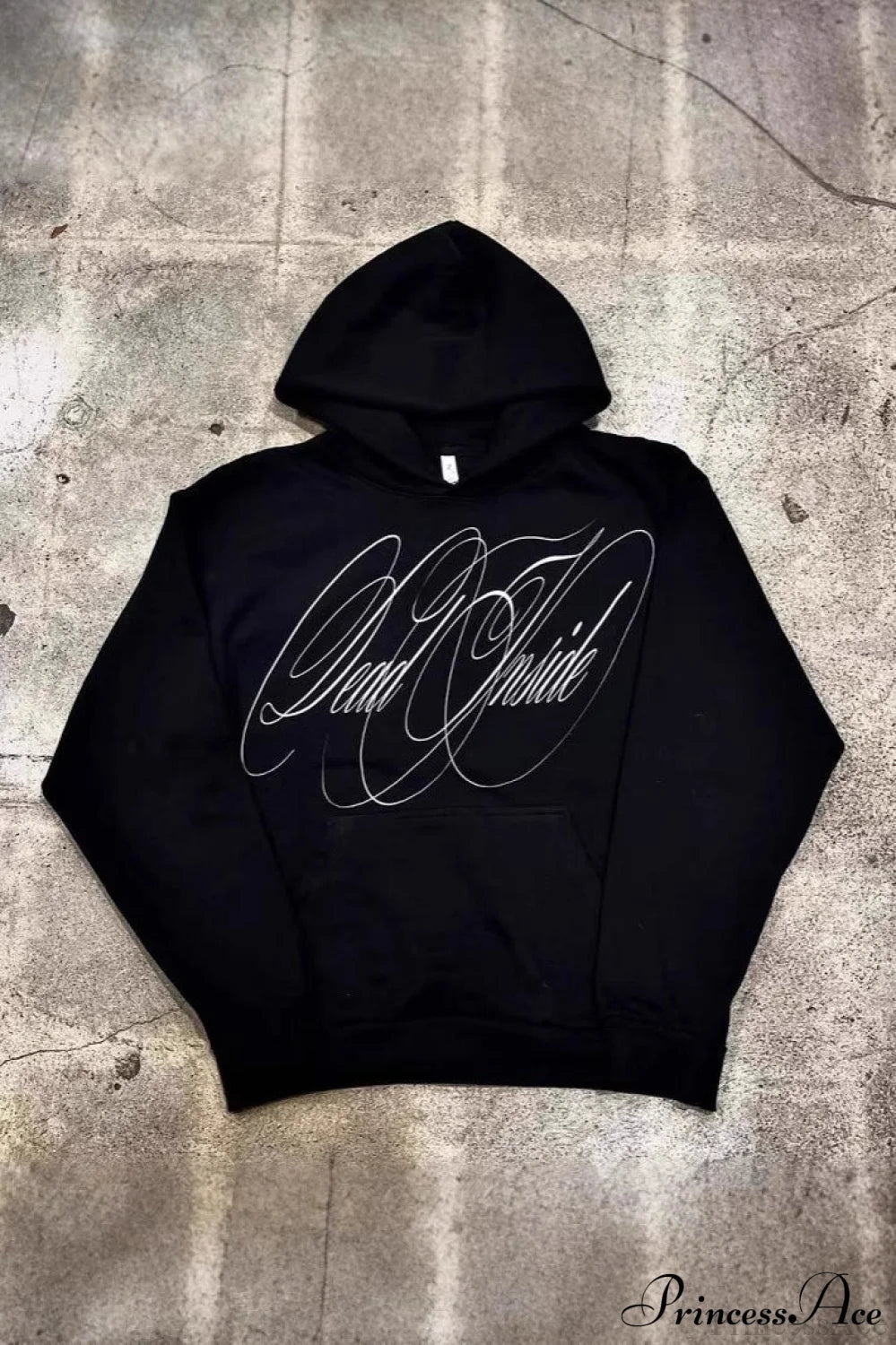 Y2K Gothic Street Vintage Print Hoodie Black / S