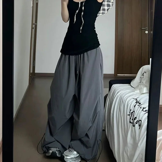 Y2K Grey Parachute Baggy Pants