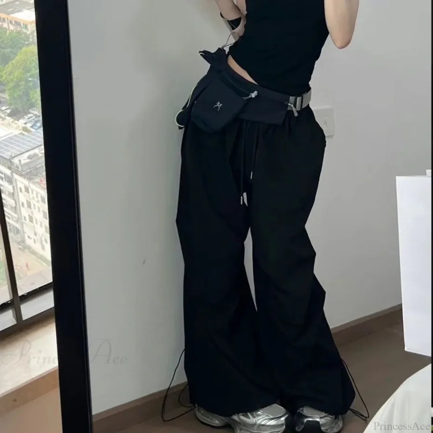 Y2K Grey Parachute Baggy Pants