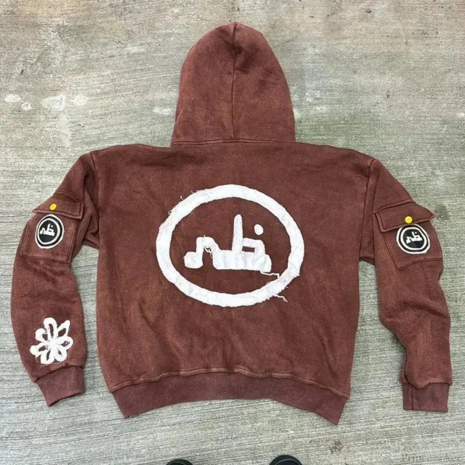 Y2K Mysterious Needlework Zipper Hoodie brown / M