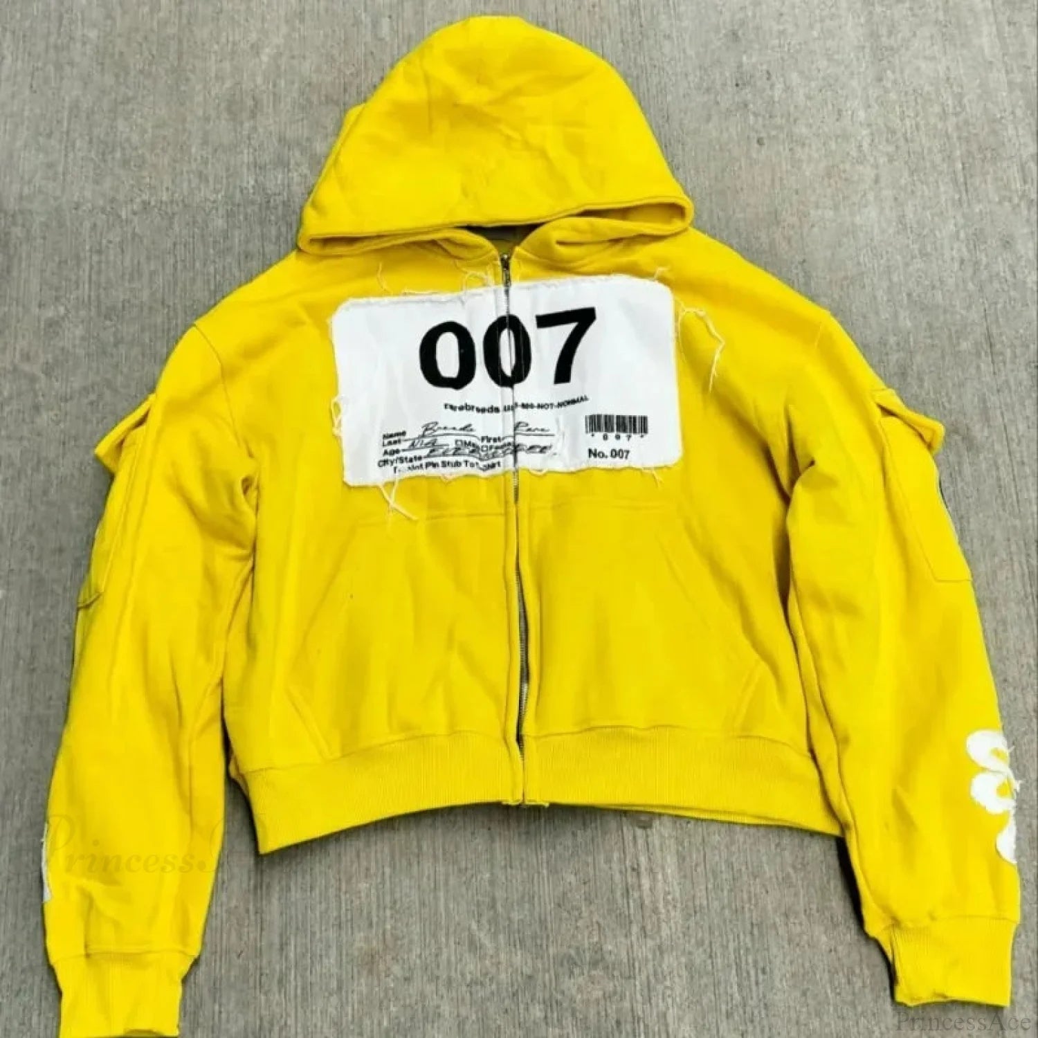 Y2K Mysterious Needlework Zipper Hoodie yellow / M