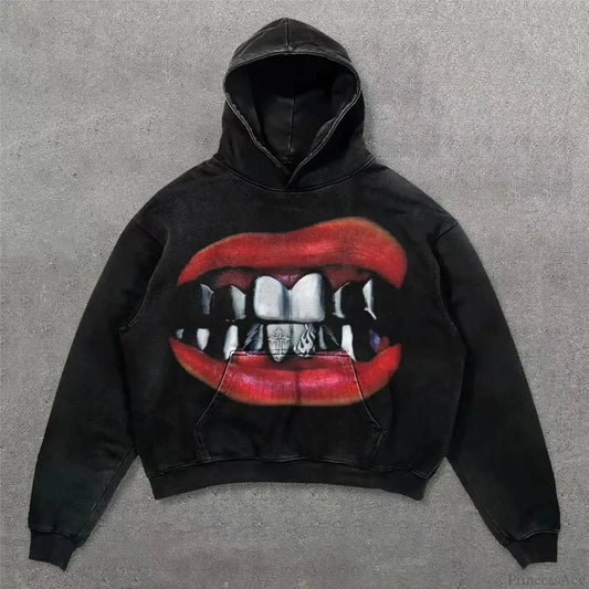 Y2K Mysterious Rap Urban Hoodie black4 / M