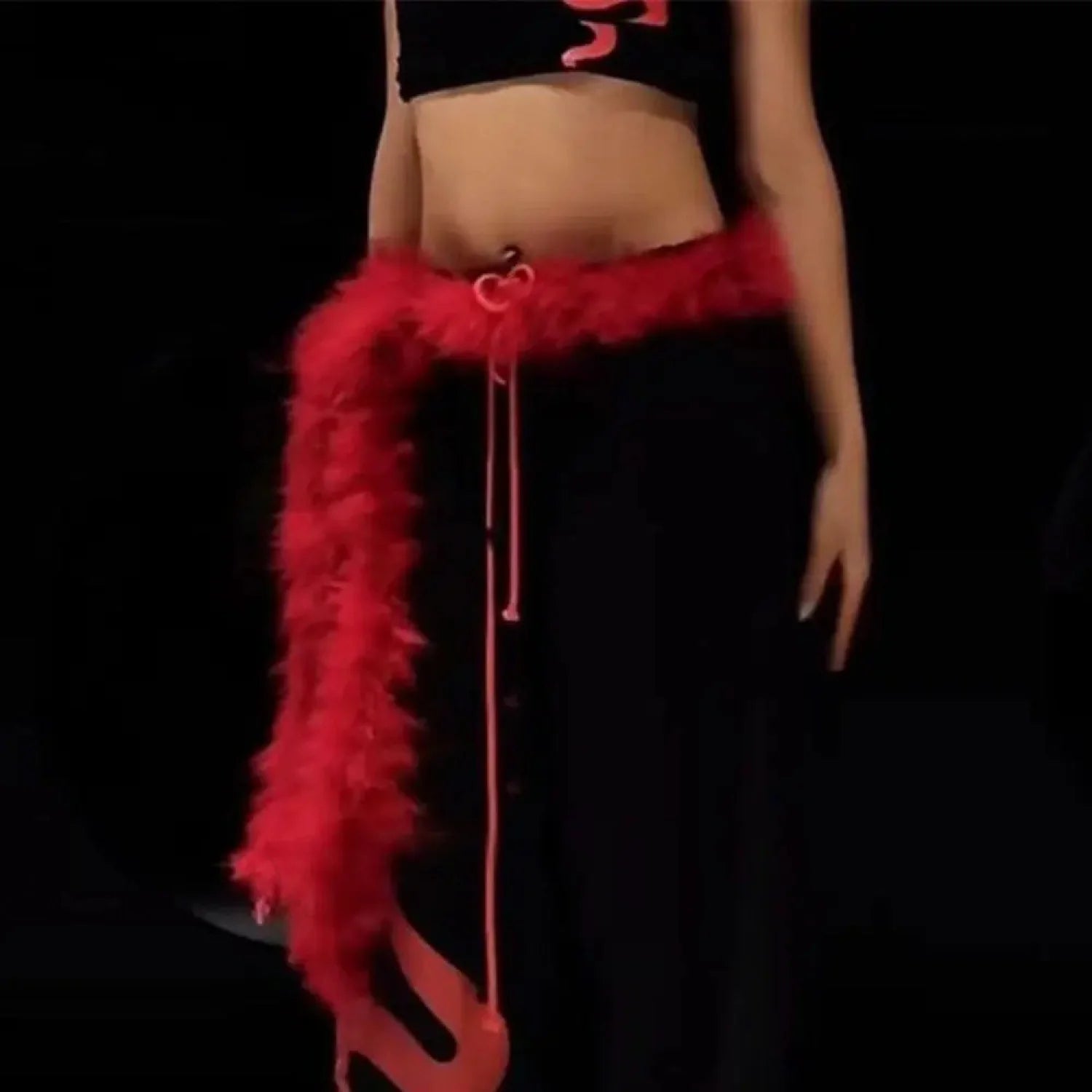 Y2K Mysterious Rebellious Furry Plush Waist Chain Belt