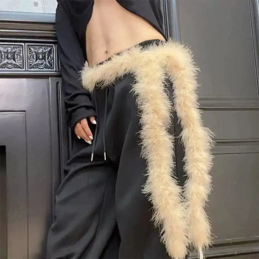 Y2K Mysterious Rebellious Furry Plush Waist Chain Belt