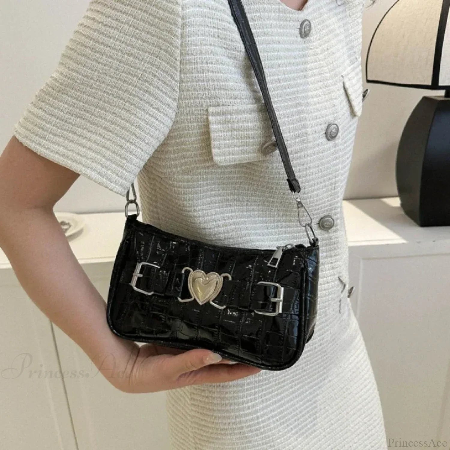 Y2K Peach Heart Leather Shoulder Bag shoulder-250126