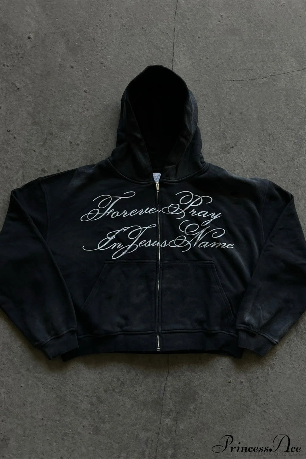 Y2K Street Dark Zip Stylish Hoodie Black / S