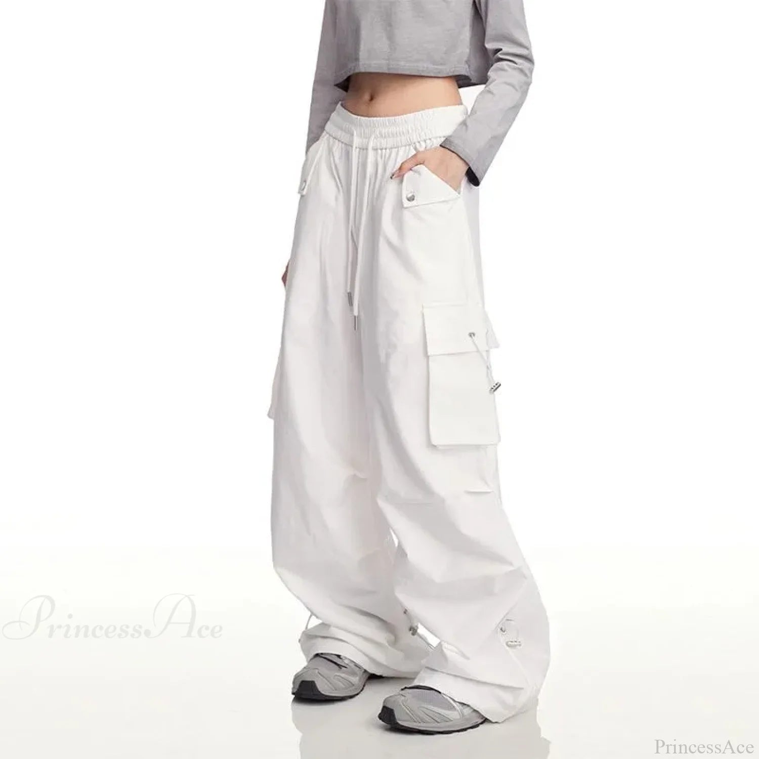 Y2K White Cargo Baggy Pants