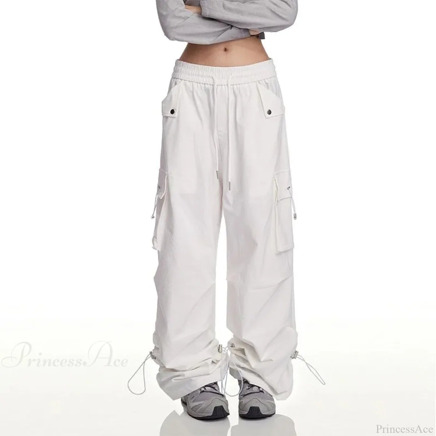 Y2K White Cargo Baggy Pants