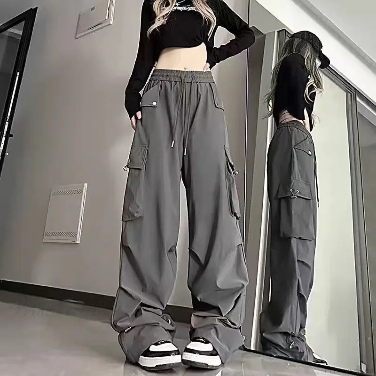 Y2K White Cargo Baggy Pants