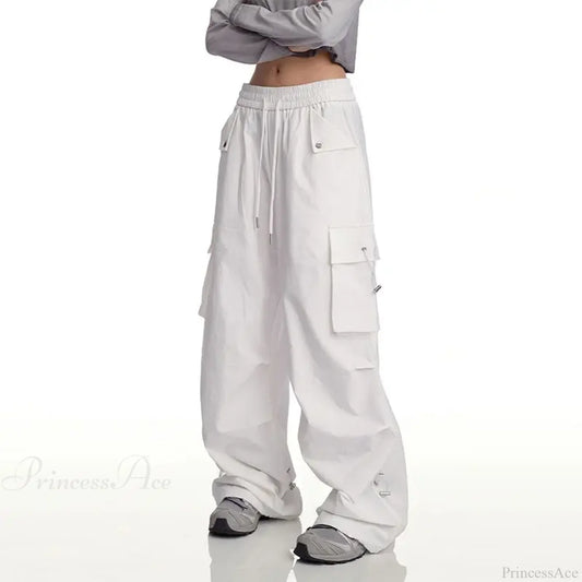 Y2K White Cargo Baggy Pants White / M
