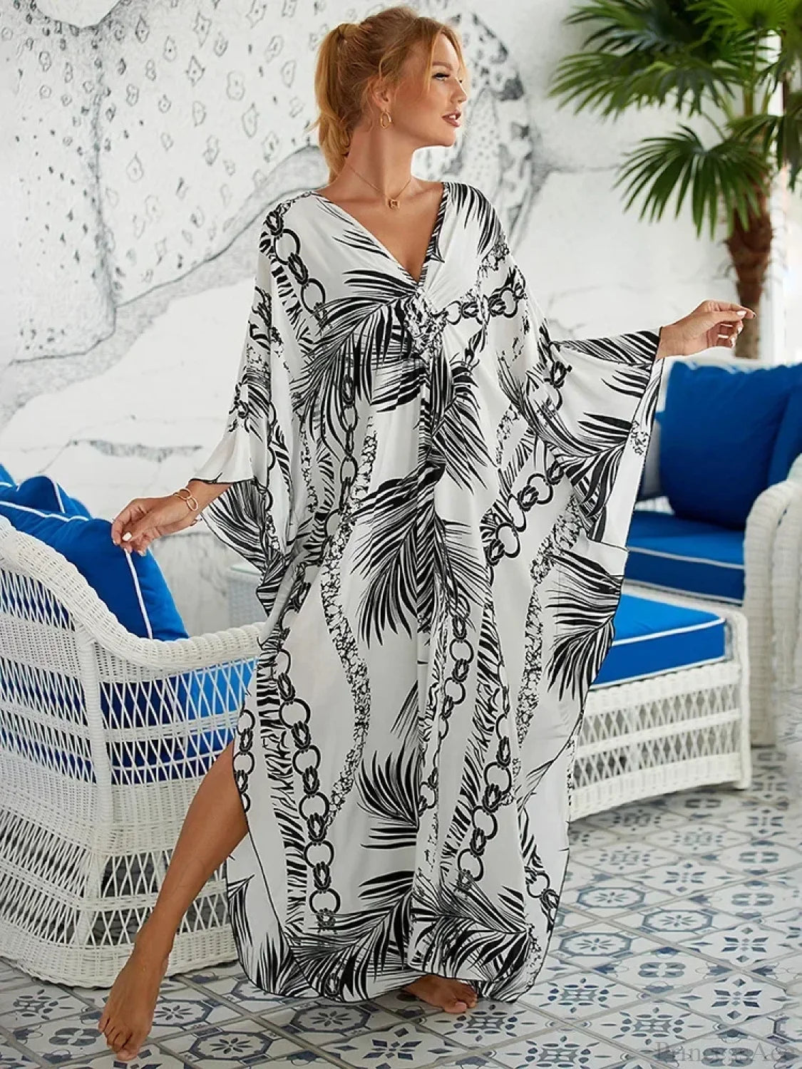 Zebra Stripes Long Dress Cover Up color13 / One Size