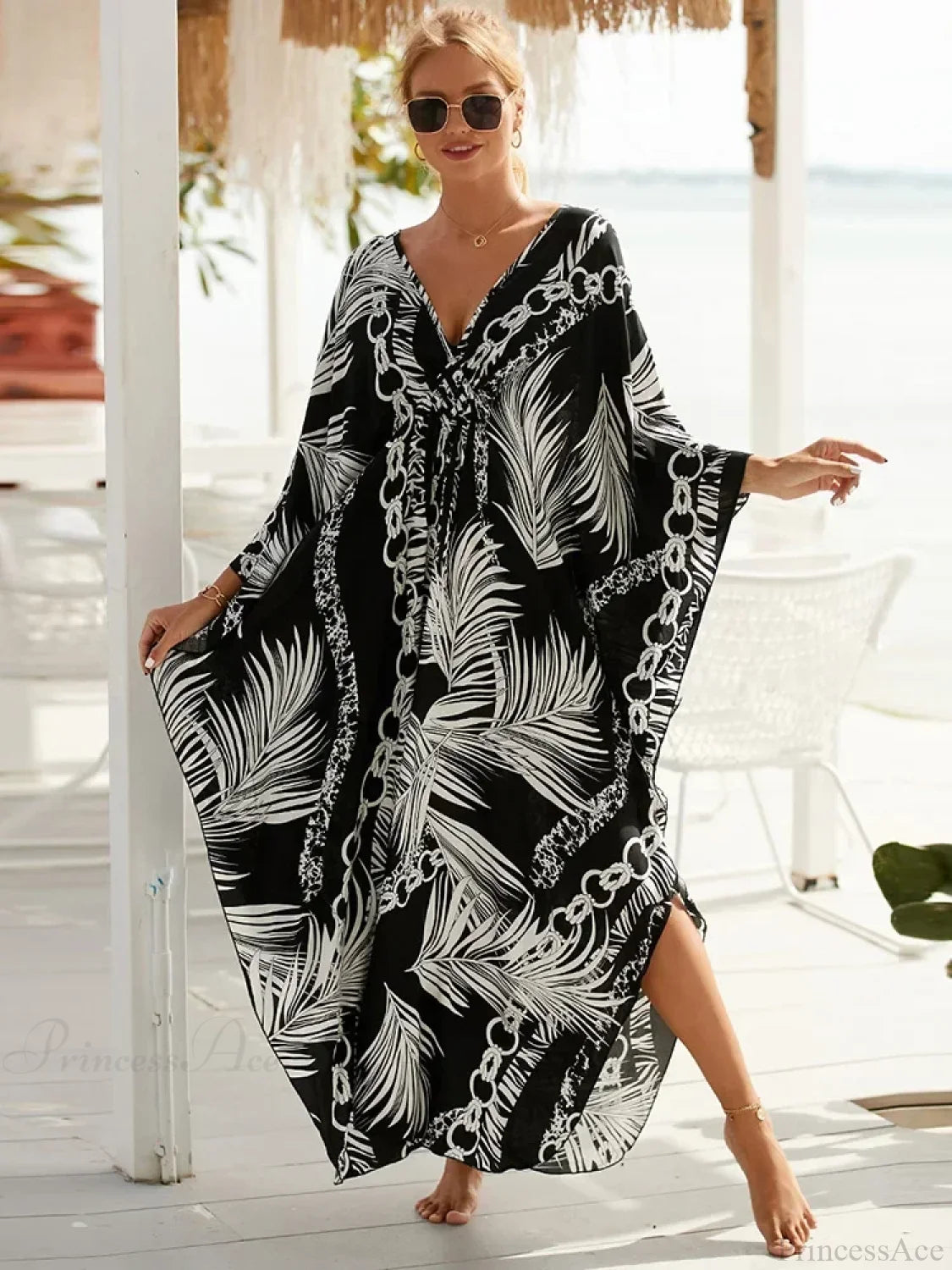 Zebra Stripes Long Dress Cover Up color14 / One Size