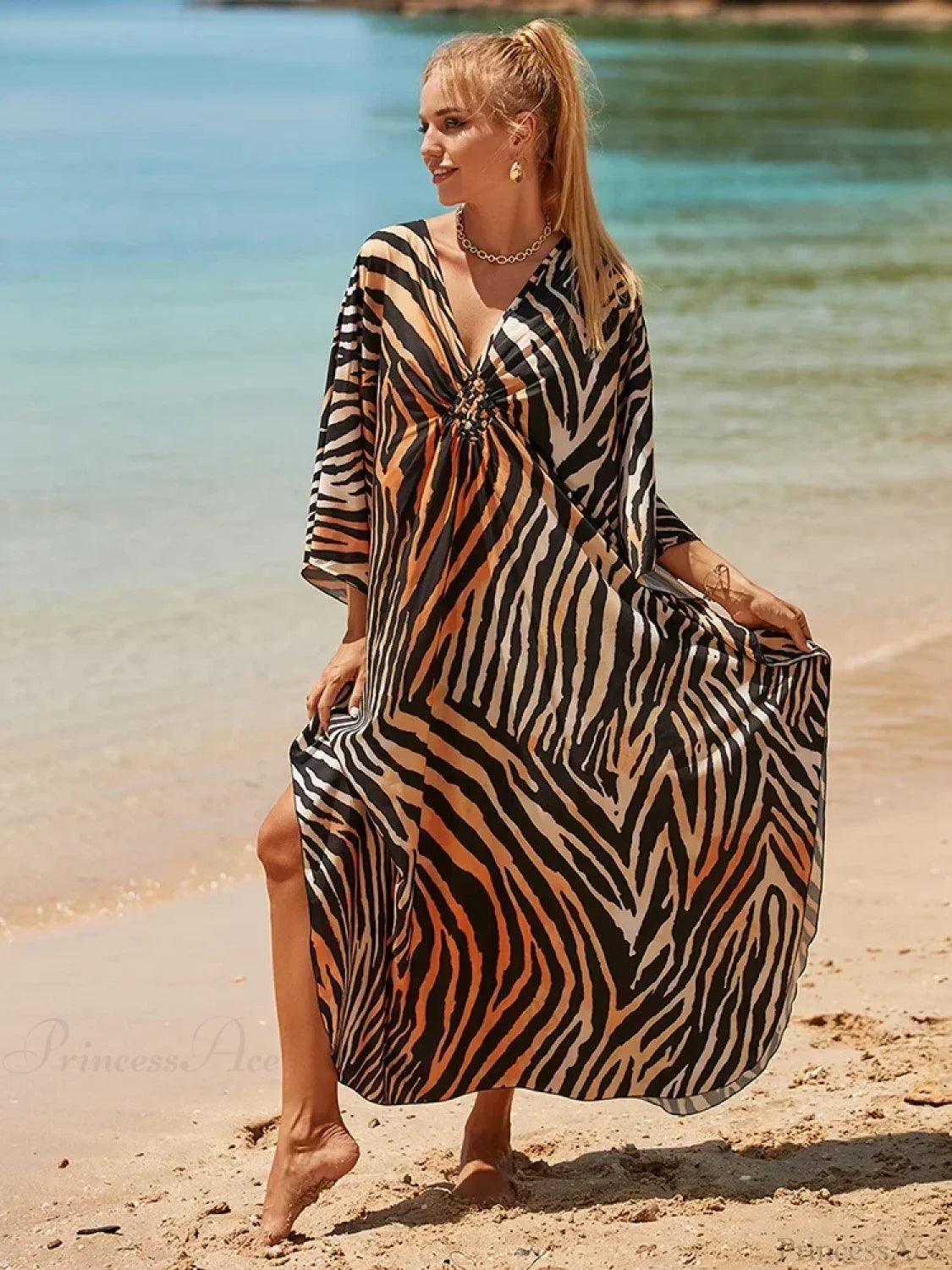 Zebra Stripes Long Dress Cover Up color5 / One Size