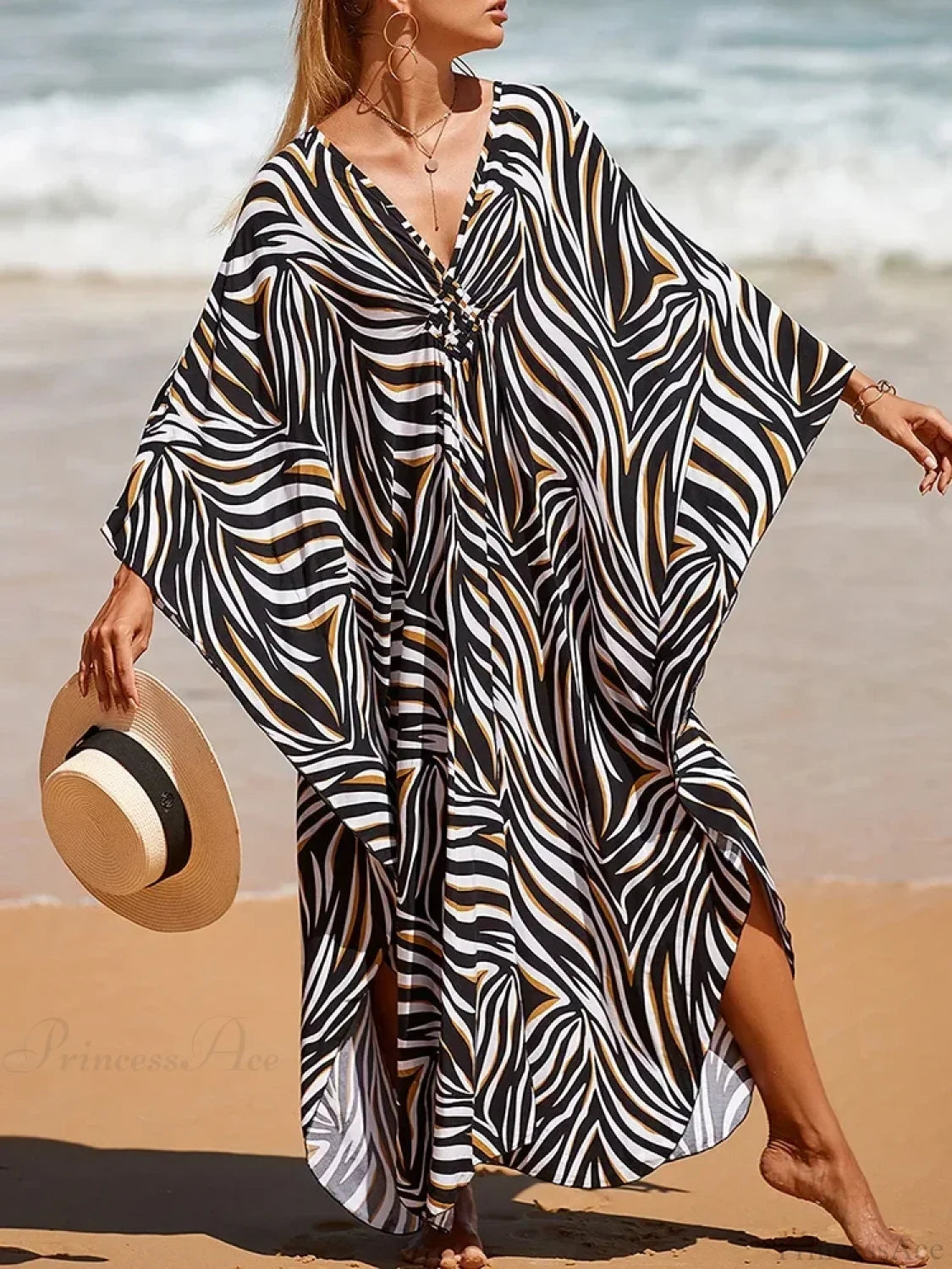 Zebra Stripes Long Dress Cover Up color6 / One Size