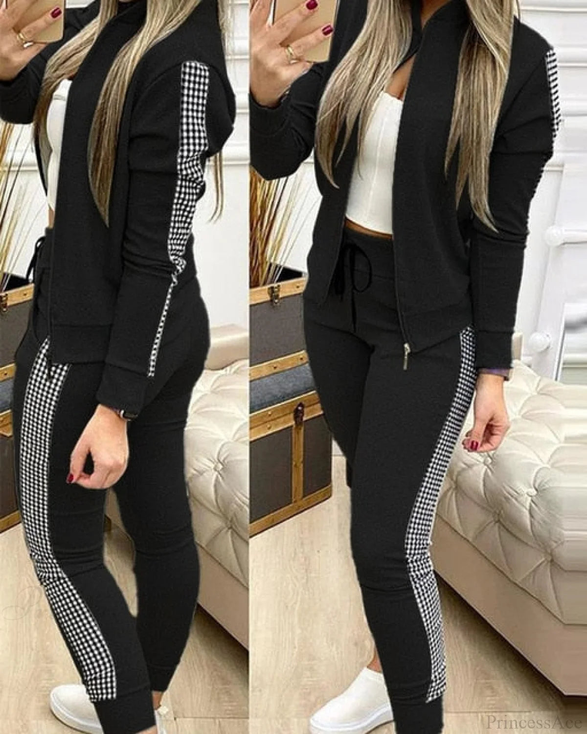 Set For Zipper Pants Long Autumn Piece Fashion + Suit - Winter Tracksuit Jacket 2 Sports Women