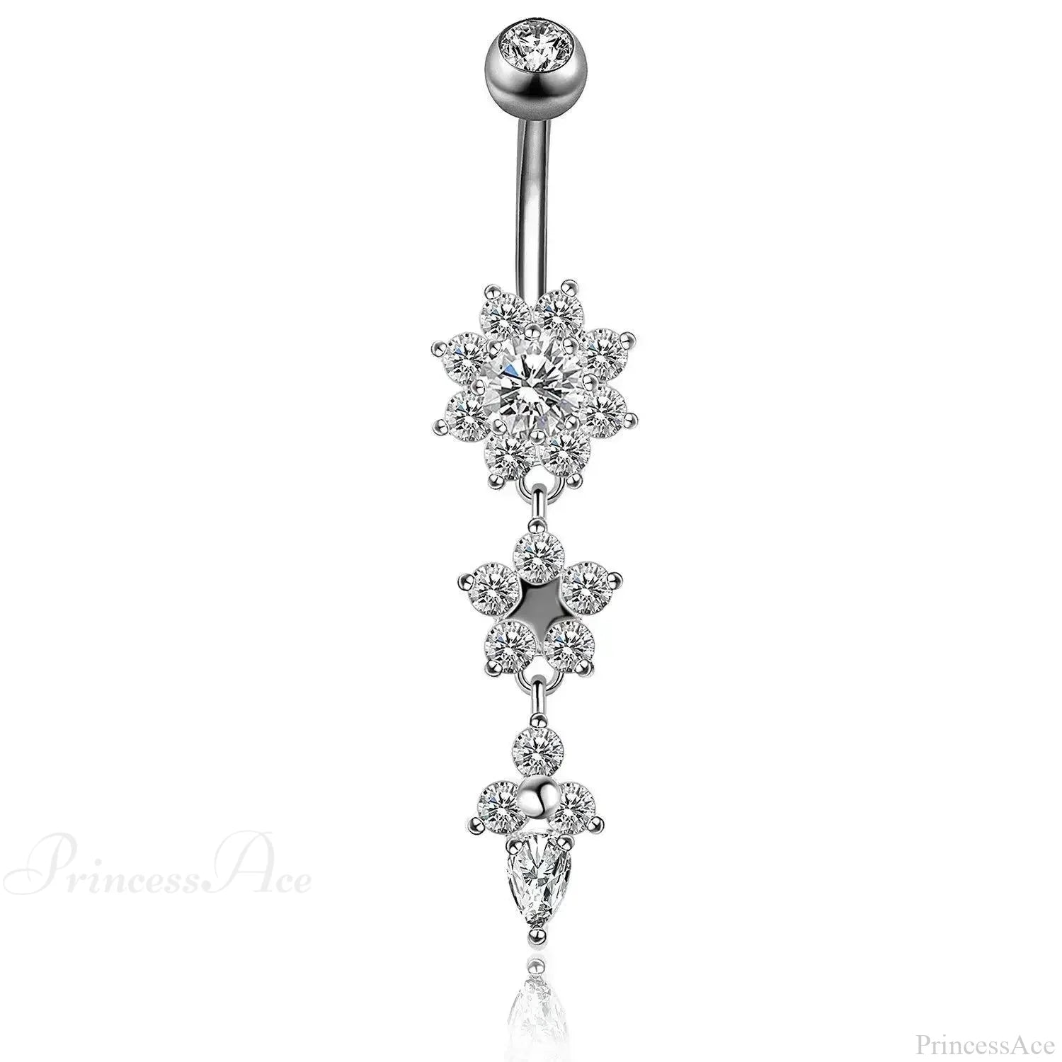 Zircon Bloom Dangle Gothic Belly Ring sliver04