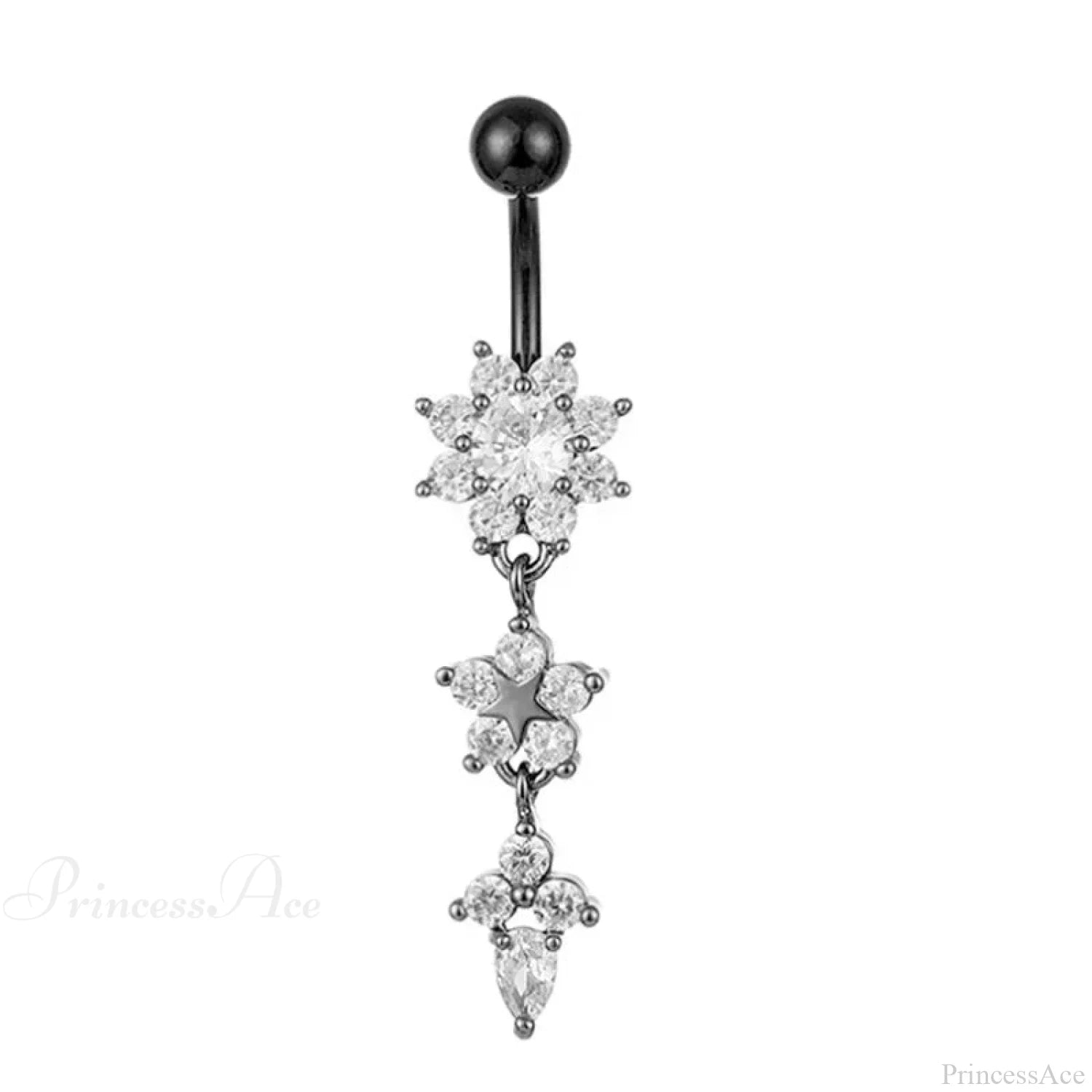 Zircon Bloom Dangle Gothic Belly Ring sliver07