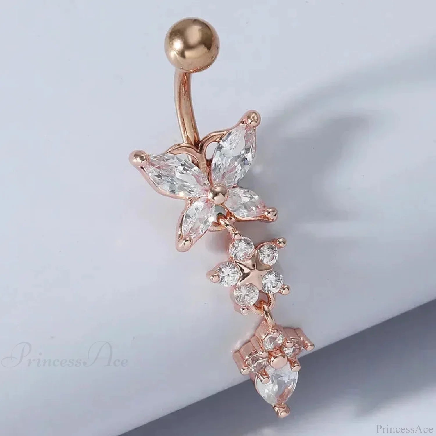 Zircon Bloom Dangle Gothic Belly Ring sliver08